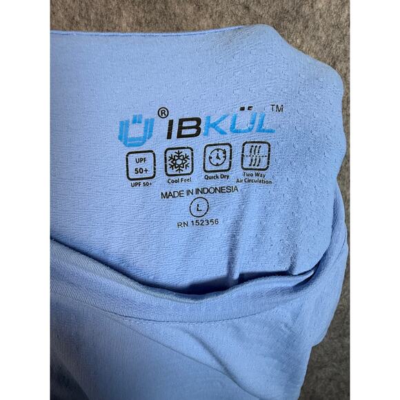 IBKUL Mens Blue Large Long Sleeve Shirt UPF Protection Cooling Stretch - Picture 4 of 8